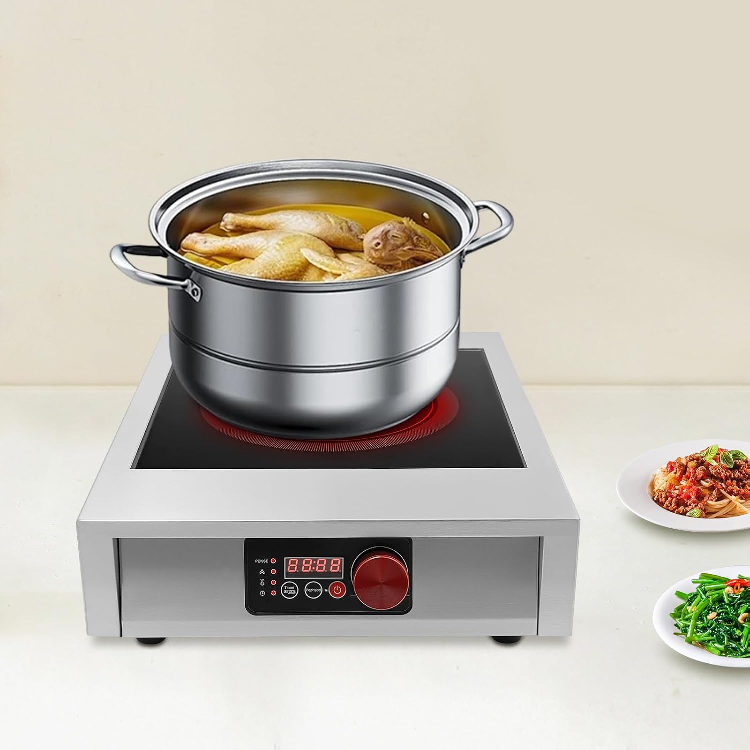 Commercial Induction Cooktop 3500W Portable with LED Display, 12' Cooking Zone & Adjustable Temp 176-572°F for Restaurants, Home Chefs, RV Cooking