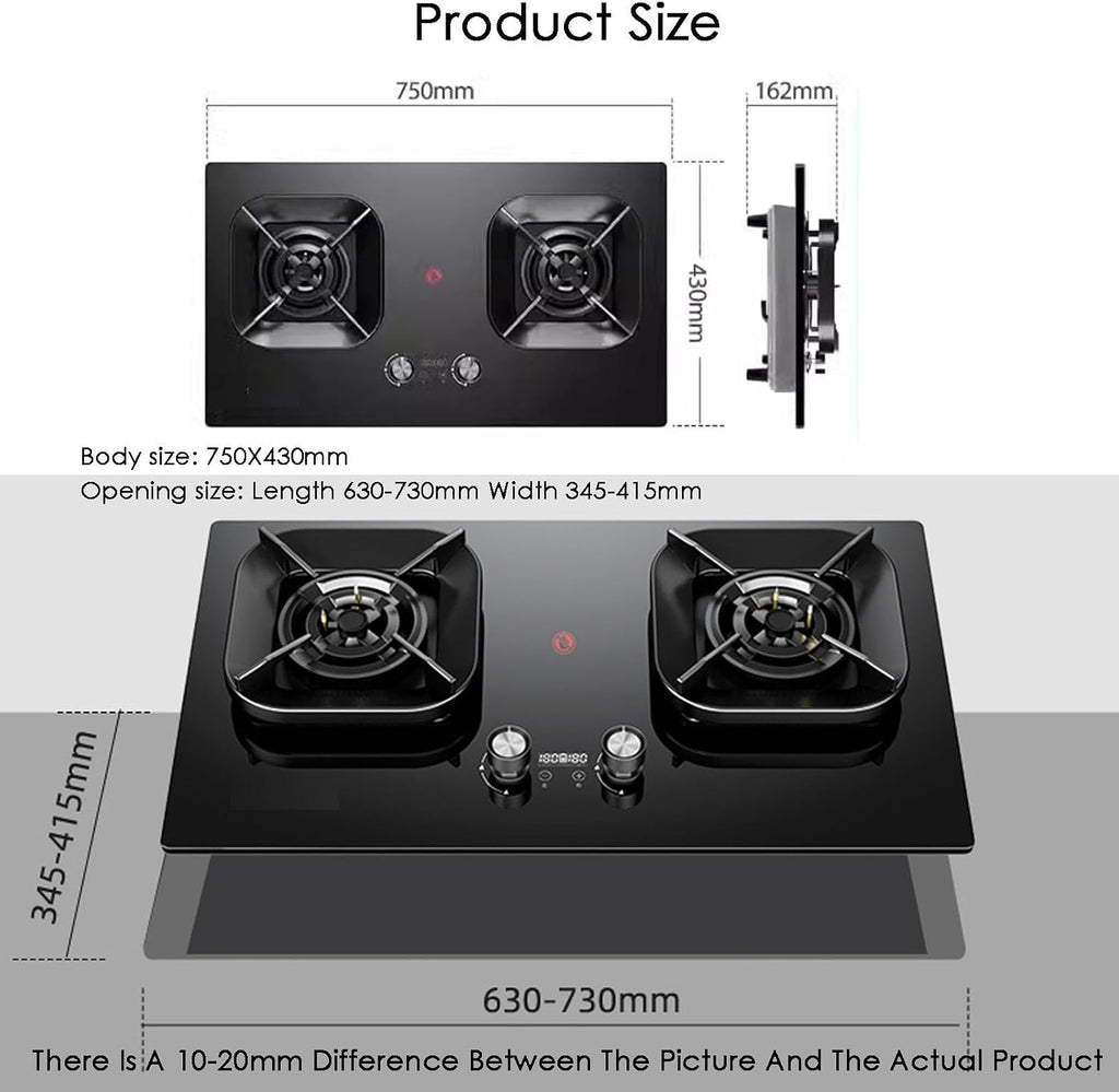 Gas Stove,Portable 2 Burners Gas Hob NG/LPG Automatic Ignition, Gas Cooktop with Flameout Protection 5.2KW Desktop and Embedded,Gas Cooker for Outdoor Camping Home(NG)