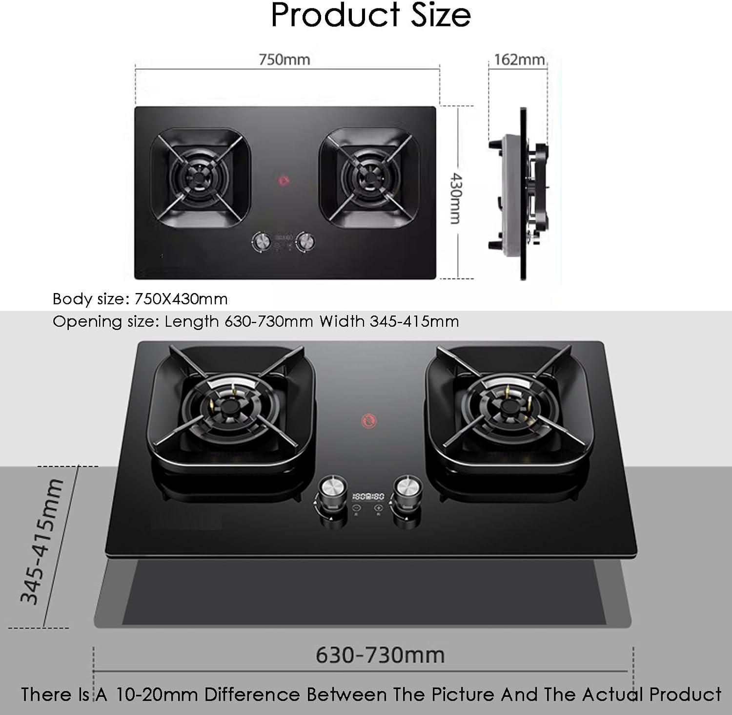 Gas Stove,Portable 2 Burners Gas Hob NG/LPG Automatic Ignition, Gas Cooktop with Flameout Protection 5.2KW Desktop and Embedded,Gas Cooker for Outdoor Camping Home(NG)