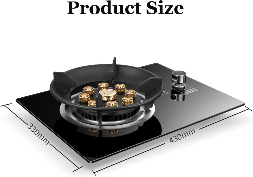 Gas Cooktop 1 Burner, 5.2KW 9 Cavity Fire Ring Wok Burner with Flameout Protection, Timer, Cast Iron Pot Rack, LPG/Natural Gas Kit (Size : LPG)