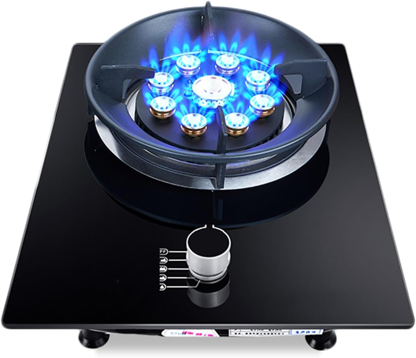 Gas Stove with 1 Burner,5.2KW Kitchen Counter Top Stove,Gas/LP Gas Conversion Stove,Tempered Glass Cast Iron Pot Rack,with Flameout Protection,for Home Kitchen(LPG)