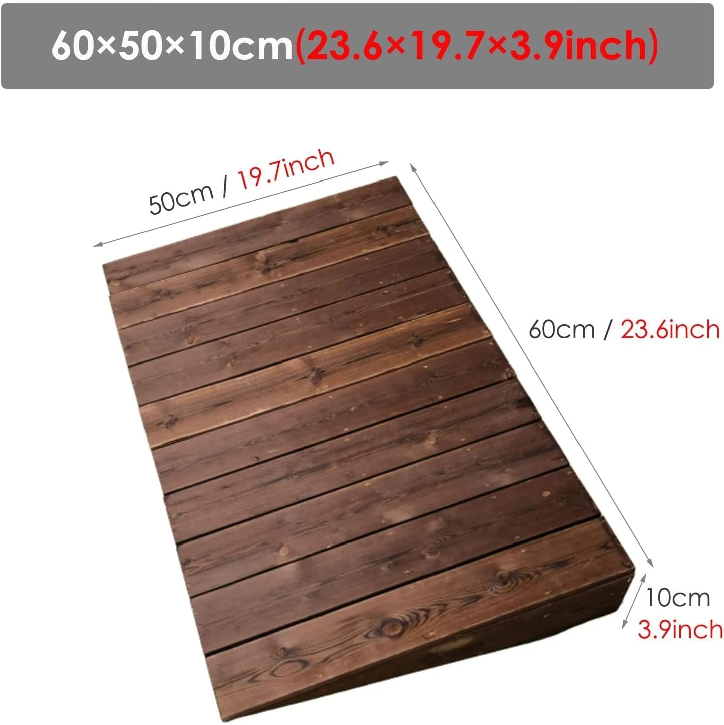 Wooden Threshold Ramps for Doorways, 4inch/7inch/8inch Rise Portable Wheelchair Ramps, Non Slip Entry Ramps for Indoor Outdoor (Size : 60x50x10cm)