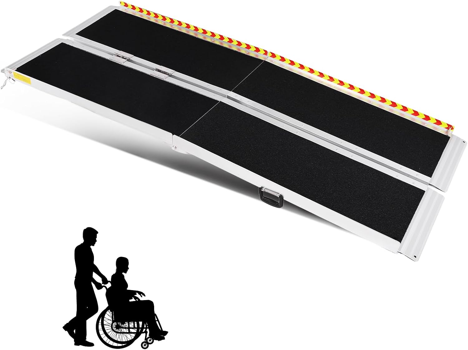 Handicap Ramp Aluminum Folding Door Threshold Wheelchair Ramp Wheel Chair Ramp for Home Steps Stairs Entry Threshold Doorways (6ft)