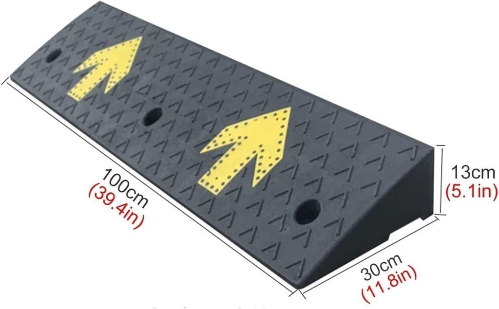 Threshold Ramp Wheelchair Ramp Rubber Speed Bump Non-Slip Wheelchair Ramp Heavy Duty Portable Threshold Ramp for Driveway/Loading Dock/Pedestrian Scooter Ramp Anti-Slip (Size : 13cm/5.1in)
