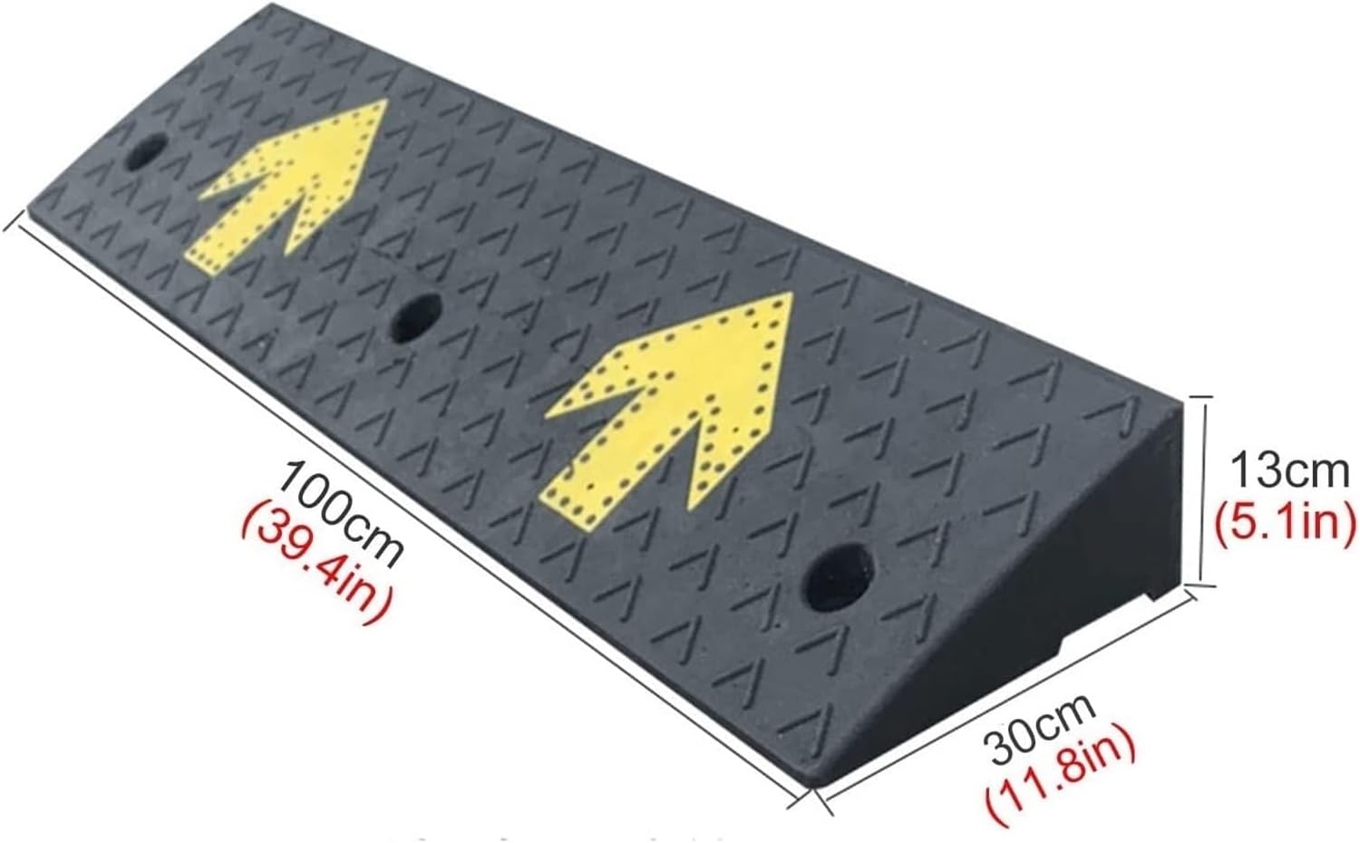 Threshold Ramp Wheelchair Ramp Rubber Speed Bump Non-Slip Wheelchair Ramp Heavy Duty Portable Threshold Ramp for Driveway/Loading Dock/Pedestrian Scooter Ramp Anti-Slip (Size : 13cm/5.1in)