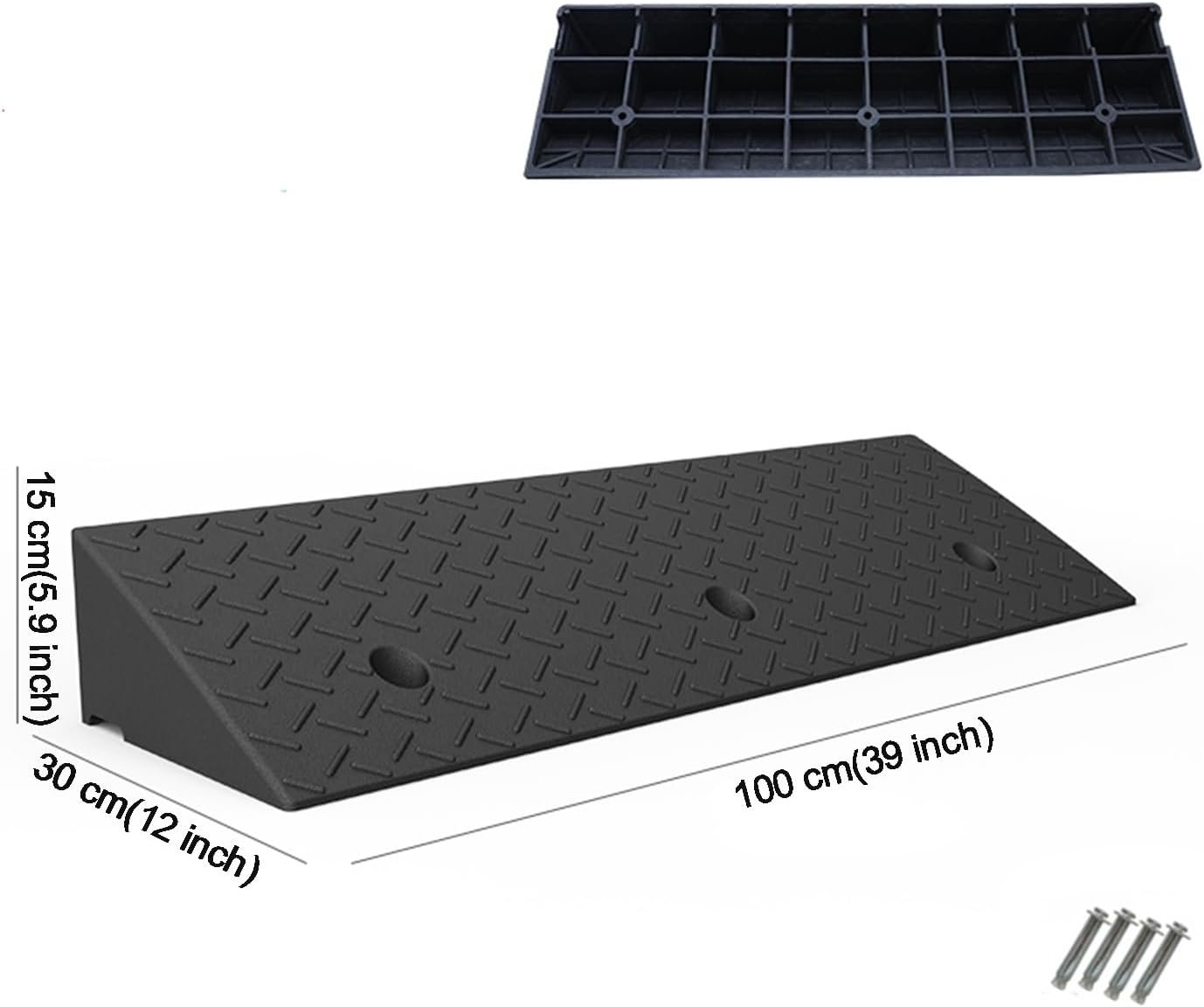 Rubber Kerb Ramp, Heavy Duty Threshold Ramps,Height 3.9/4.3/4.7/5.1/5.5/5.9 inches,Curb Ramp for Driveway, Mobility Scooter/Door/Step(Height 10cm (4 inch))