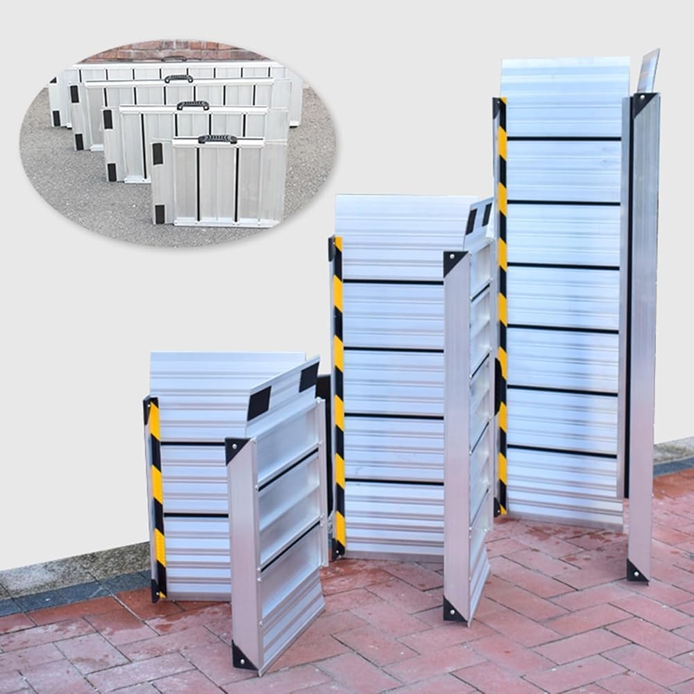 3' Rise Door Ramp for Wheelchairs, Door Threshold Ramp, Aluminum Threshold Ramp for Doorways Rated 660 lbs Load Capacity, Size : 120X37.5x8cm-4pcs (Size:120X37.5x8cm-4pcs,Color:Silver)