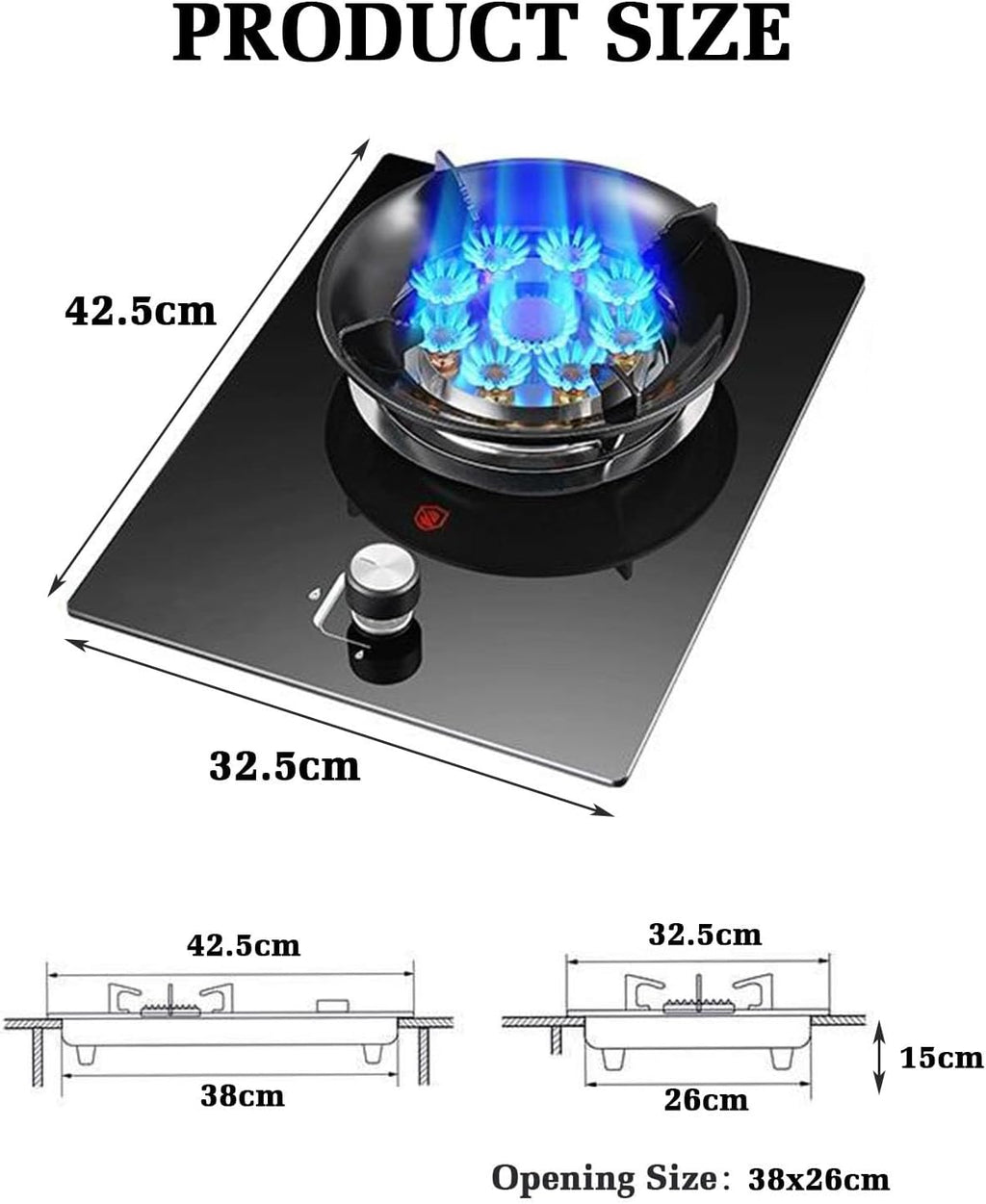Portable Gas Stove with 1 Burner,5.2KW Camping Gas Cooker,Gas/LP Gas Conversion Stove,with Flameout Protection,for Home Kitchen(LPG)