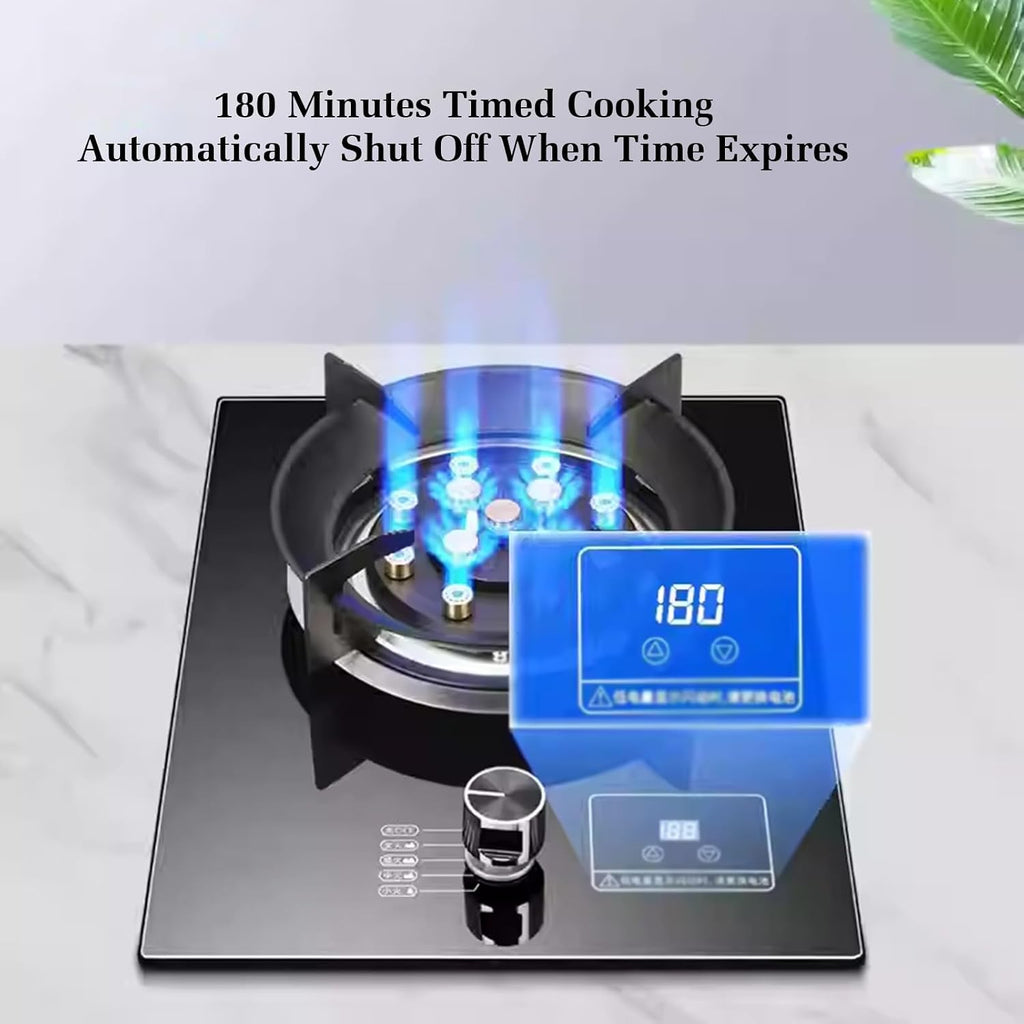 Gas Stove Single Burner,7.2KW Nine-Cavity High-fire Timer,Kitchen Counter Top Stove,with Flameout Protection,for Home Kitchen(LPG)