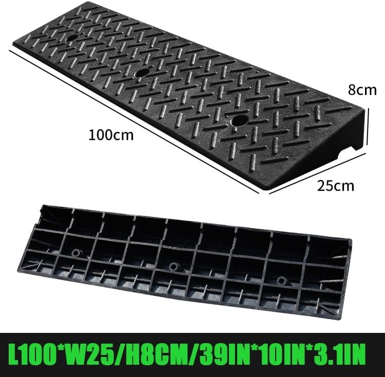 Driveway Curb Ramp, 4in Rise Threshold Ramp Portable, Heavy Duty Loading Ramp, Rubber Wheelchair Ramp for Home/Front Door/Yard/Patio/Entry(100 * 25 * 8cm/39 * 10 * 3.1in)
