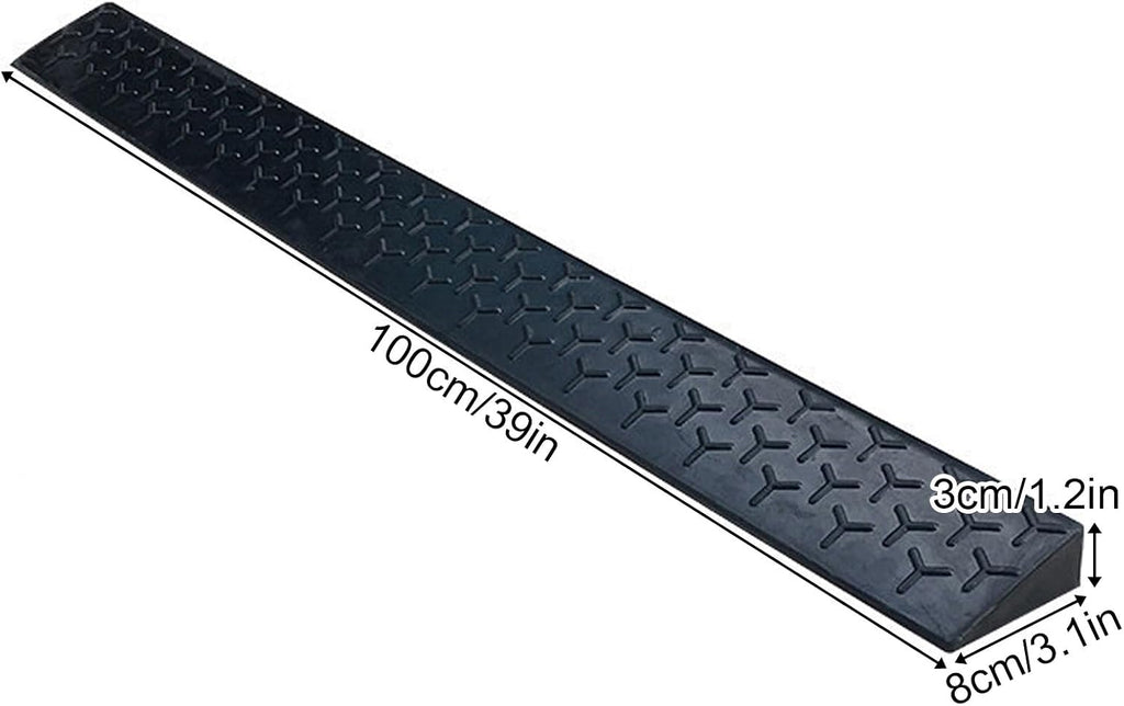 Threshold Ramp for Outdoor Door, Multiple, Sturdy Solid Rubber Curb Ramp for Wheelchair, Bike, Easy Installation(100 * 8 * 3cm/39 * 3.1 * 1.2in)
