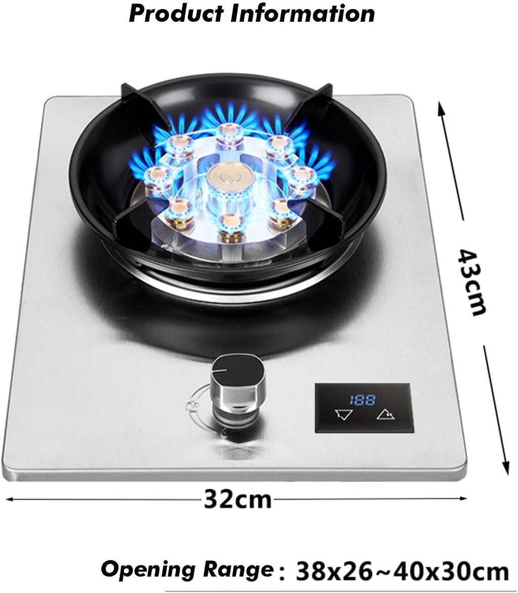 1 Burner Propane Stove,Portable Gas Stove,Tempered Glass Max 17742.4BTU with Pulse Electronic Ignition for Indoor Kitchen, Open Kitchen or Apartment (Color : Silver, Size : NG)