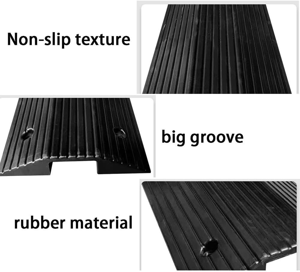 3' 4' Rise Bridge Ramp for Getting Thru Door, Non-Slip Entryway Ramp, Rubber Threshold Ramp, Driveway Curb Ramps, Indoor Outdoor Transition Ramps with Bottom Grid ﻿(3' Rise/80x40x8cm)