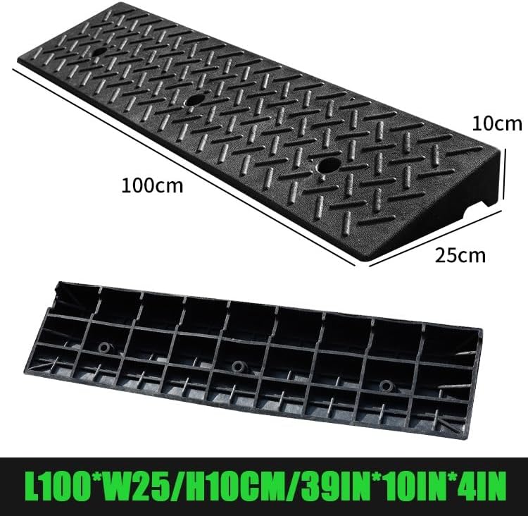 Driveway Curb Ramp, 4in Rise Threshold Ramp Portable, Heavy Duty Loading Ramp, Rubber Wheelchair Ramp for Home/Front Door/Yard/Patio/Entry(100 * 25 * 10cm/39 * 10 * 4in)