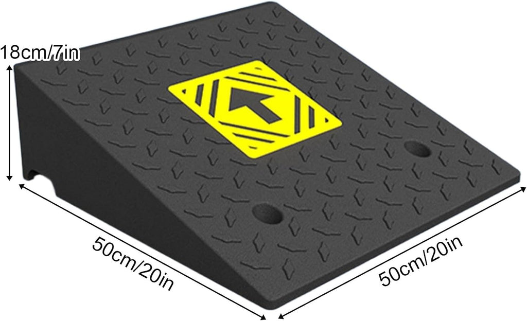 Heavy Duty 6614lb/3000kg Curb Ramp, Non-Slip Surface, Threshold Ramp with Yellow Arrow, Suitable for Car, Motorcycle, Bike, Wheelchair(50 * 50 * 18cm/20 * 20 * 7in)