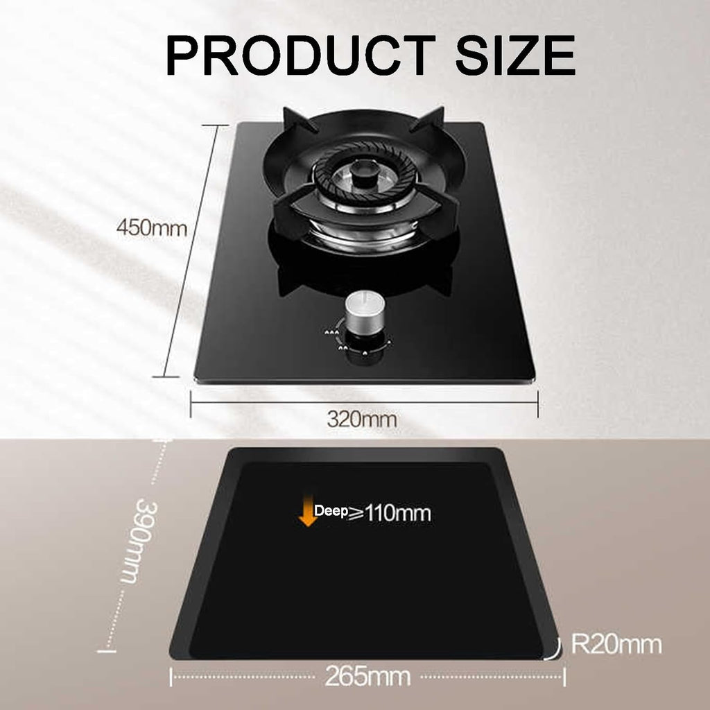 Gas Stove 1 Burner,5KW Rotary Fire,Natural Gas/Liquefied Gas Conversion Stove,Black Tempered Glass Cast Iron Pot Support,with Flameout Protection(NG)