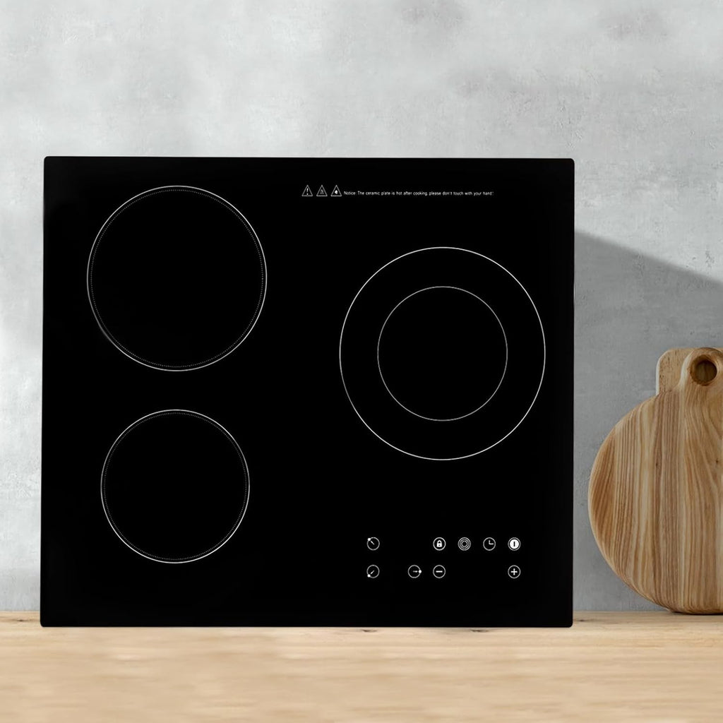 Electric Ceramic Cooktop 3 Burners Desktop and Built-In Stove Top with Timer and Touch Control, 800W+600W+1200W Cooktops 110v Ceramic Cooker Heater with 9 Level Temperature Setting for Kitchen Cooking