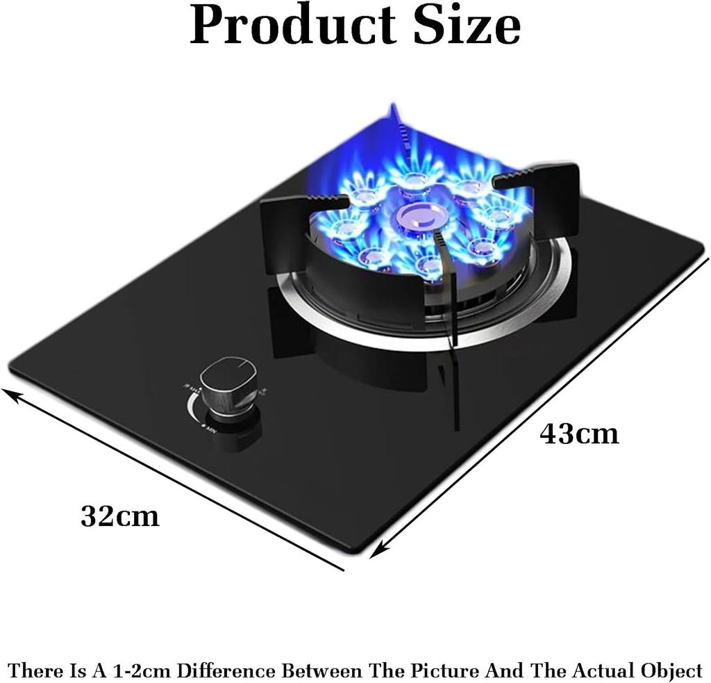 Gas Stove 1 Burner,Kitchen Counter Top Stove 4.2KW Gas,Gas/LP Gas Conversion Stove,Tempered Glass Cast Iron Pot Rack,with Flameout Protection,for Home Kitchen(LPG)
