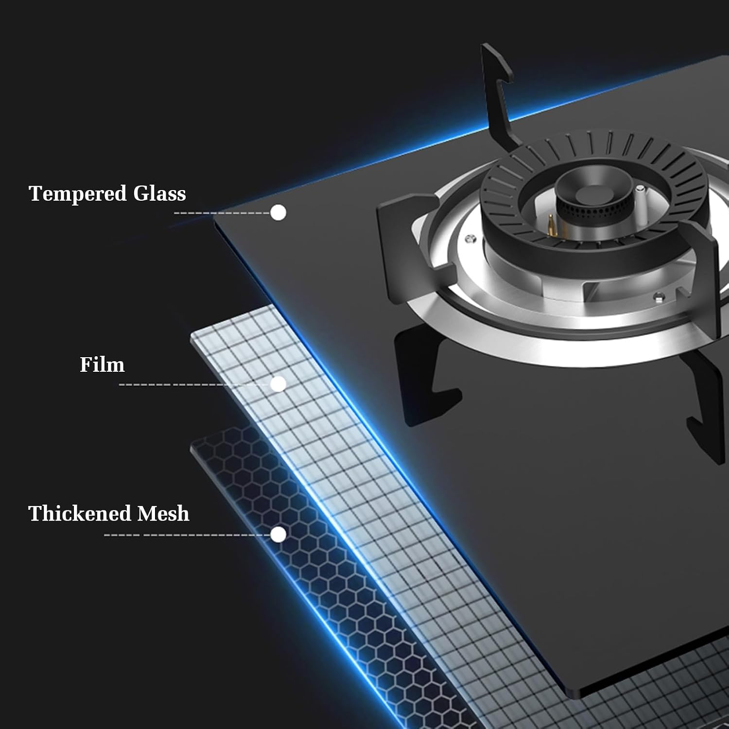 Gas Stove with 1 Burner,5.2KW Gas Cooktop,Kitchen Counter Top Stove,with Flameout Protection,for Natural Gas/liquefied Petroleum Gas(LPG)