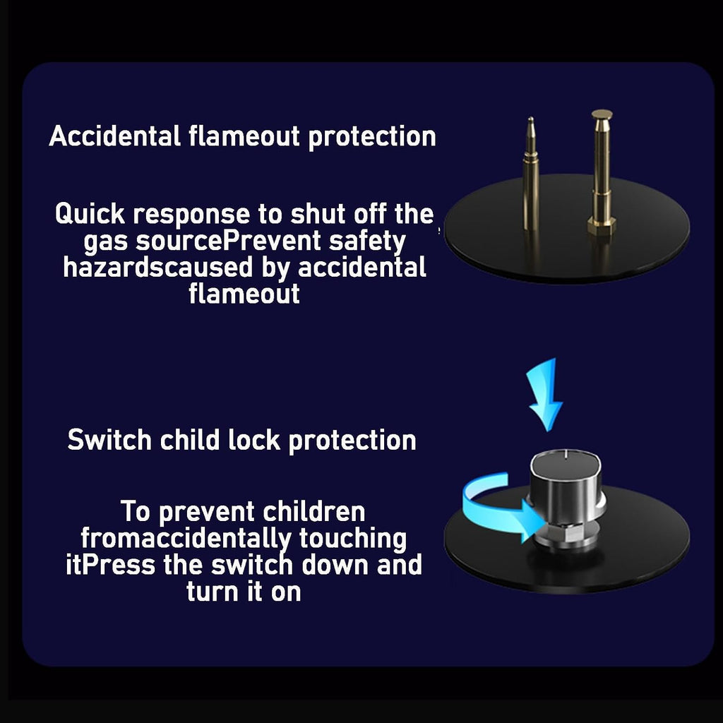Portable Gas Stove,Copper Cover 9 Burners Single Burner Stove with Child Safety Lock,Suitable for Family Outdoor(NG)