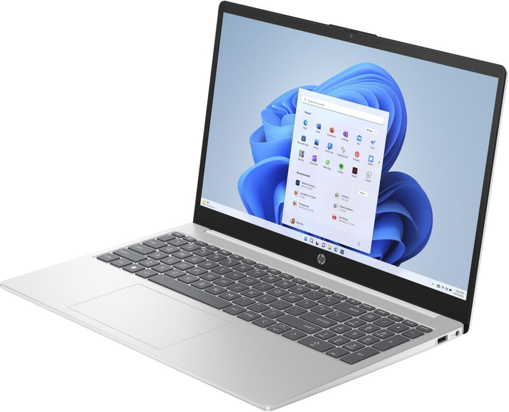 HP 15.6' HD Touchscreen Laptop with Fingerprint Reader, Intel Quad-Core N Processor, 4GB RAM, 128GB SSD Storage, Type-C, HDMI, Backlit Keyboard, W11, Dale Silver (Renewed)