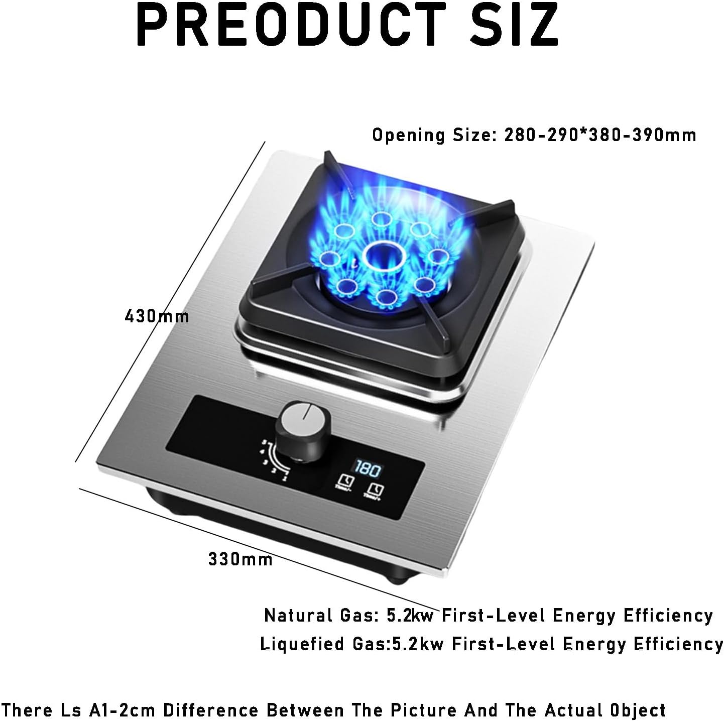 Single Burner Gas Stove,automatic Ignition Stainless Steel Table,portable Camping NG/LPG Gas Stove,for Campsites Hunting Lodges Cabins 5.2kw(LPG)