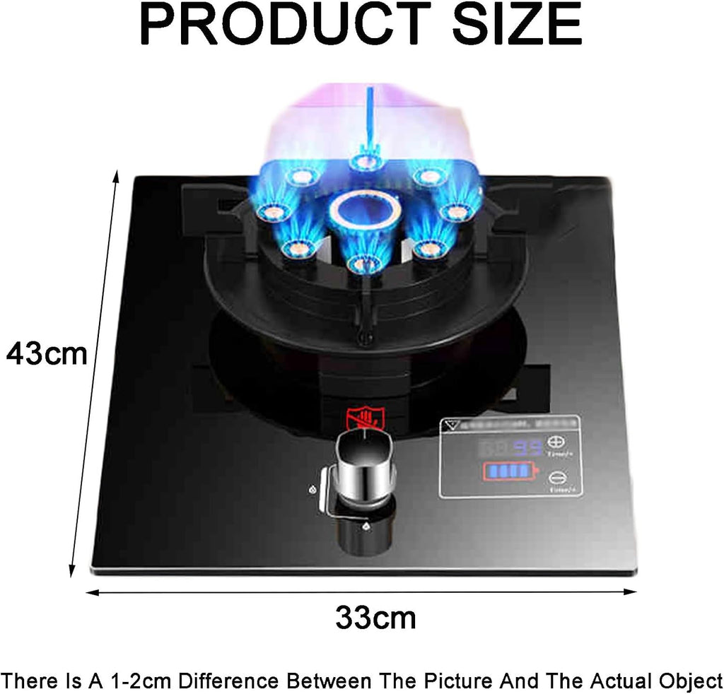 Gas Stove 1 Burner,5.2KW Tempered Glass Gas Stove,Natural Gas/Liquefied Gas Conversion Stove,Tabletop/Embedded,with Safety Shutoff Device and Timer(NG)