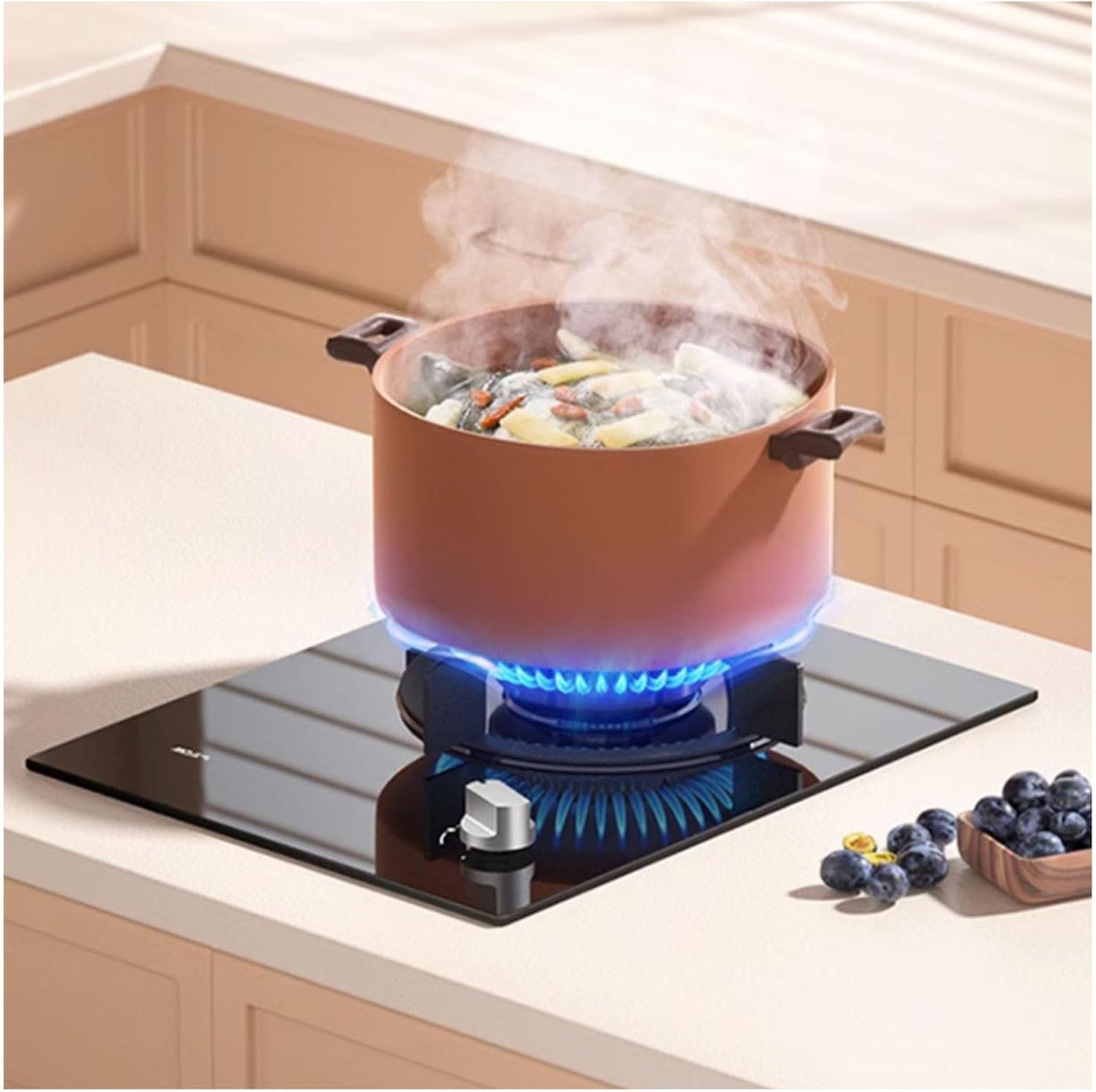 1 Burner Propane Stove,Portable Gas Stove,Max 15354BTU with Pulse Electronic Ignition Tempered Glass Suitable for Apartments or Kitchens(black) (Color : LPG)