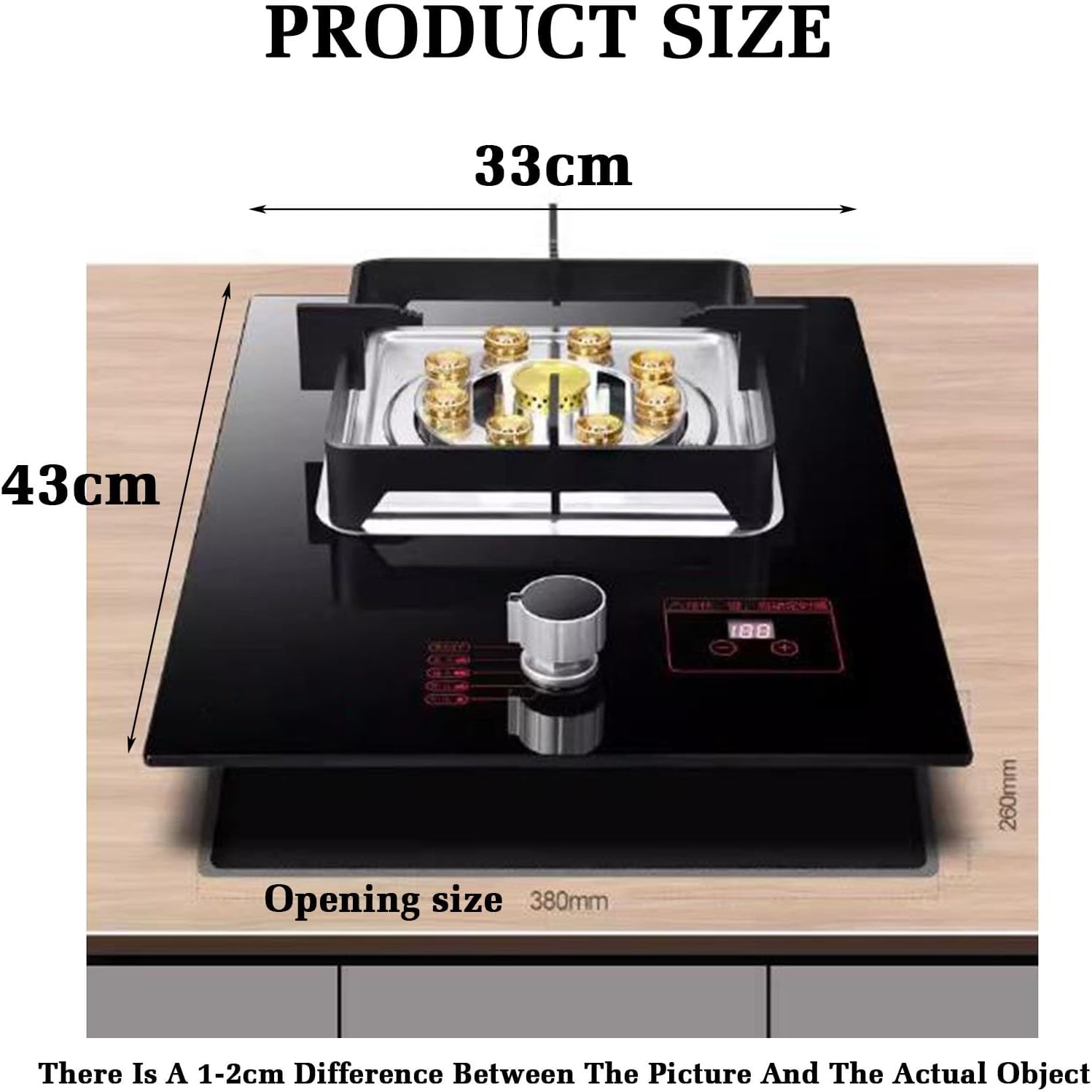 Gas Cooktop 1 Burner,5.2KW Nine-Cavity High-fire Timer,Gas/LP Gas Conversion,with Flameout Protection,for Home Kitchen(NG)