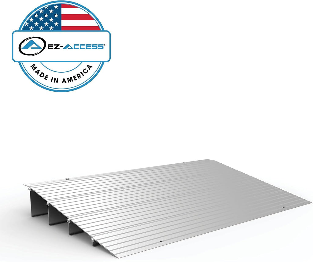 EZ-ACCESS - Threshold Ramps for Doorways - Portable Wheelchair Ramp for Home Steps, Aluminum Door Threshold Sliding Doors, Walker & Wheelchair Access - Adjustable Modular Transitions, 4' Rise