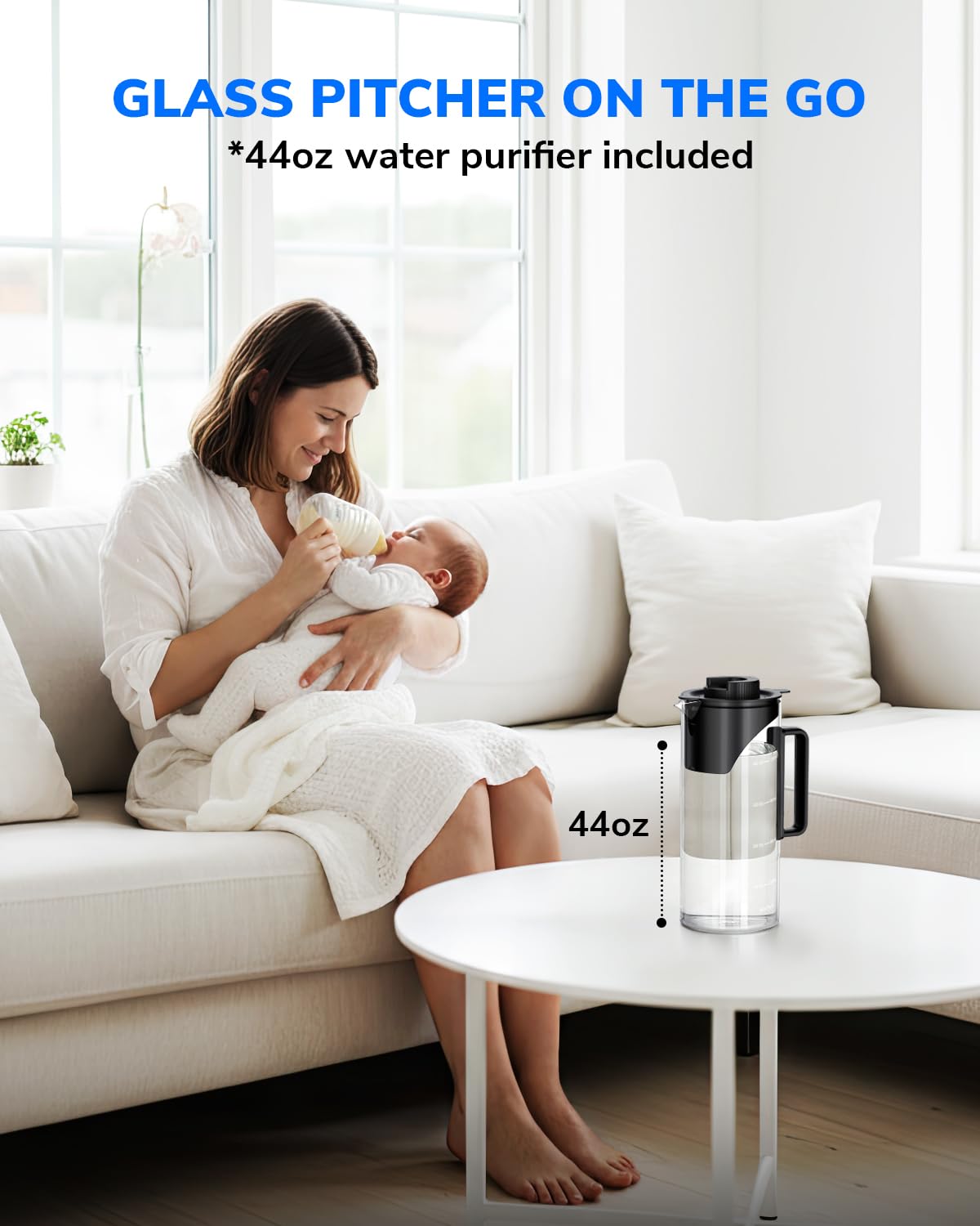 Ecoviva Mate 3 Countertop Reverse Osmosis Water Filter with 2 Auto-Fill Pitchers, 8-Stage RO Filtration System, Installation-Free, Reduces TDS, 3:1 Pure-to-Drain Ratio, Home & Kitchen, Black