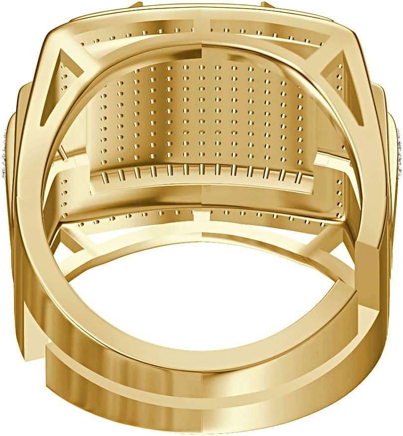 Men's Real Genuine Authentic Diamond 0.75 Ct. Ace Of Spades Poker Playing Card Royal Flush Custom Ring 10K Gold On Band Big 24mm (Adjustable 10 Up 12)