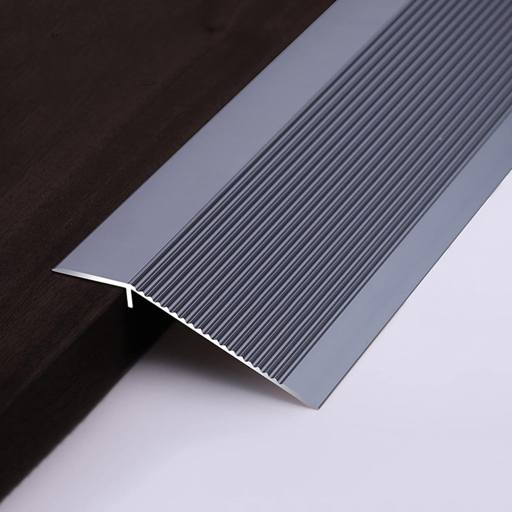 Aluminum Transition Strip for Tile, 4inch 10cm Wide Floor Edging Trim Black Gold Silver Threshold Ramp for Uneven Flooring Gap Drop, Self Adhesive Non Slip Bar, Kitchen Bedroom (E W 10CM)