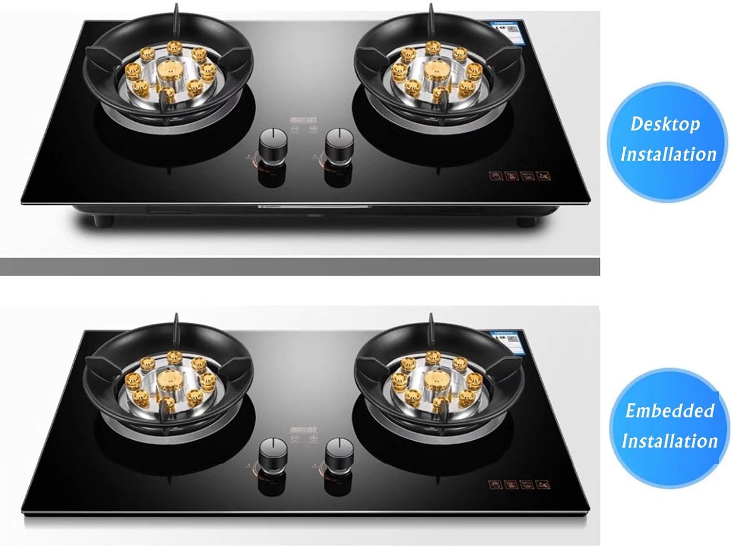 Propane Stove,2 Burners Portable Propane Stove,tempered Glass Gas Cooktop,Maximum 17742.4BTU Suitable for Home Kitchens and Dining Rooms (Color : NG)