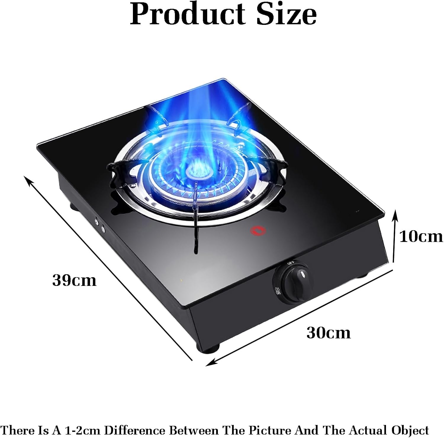 Gas Cooker 1 Burner,Portable Gas Stove,Kitchen Counter Top Stove 5.0KW Gas,Tempered Glass Cast Iron Pot Rack,with Flameout Protection,for Home Kitchen(LPG)
