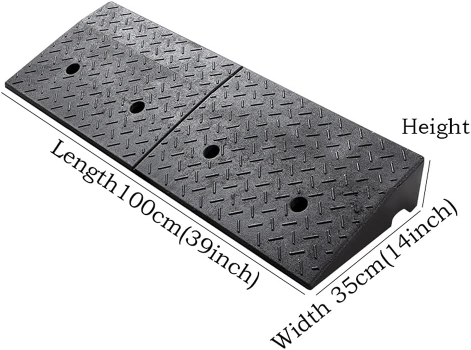 Rubber Driveway Curb Ramp, Heavy Duty Threshold Ramp, Slope Ramp for Bike Vehicle Sidewalk Wheelchair (Size : Height 13cm (5inch))