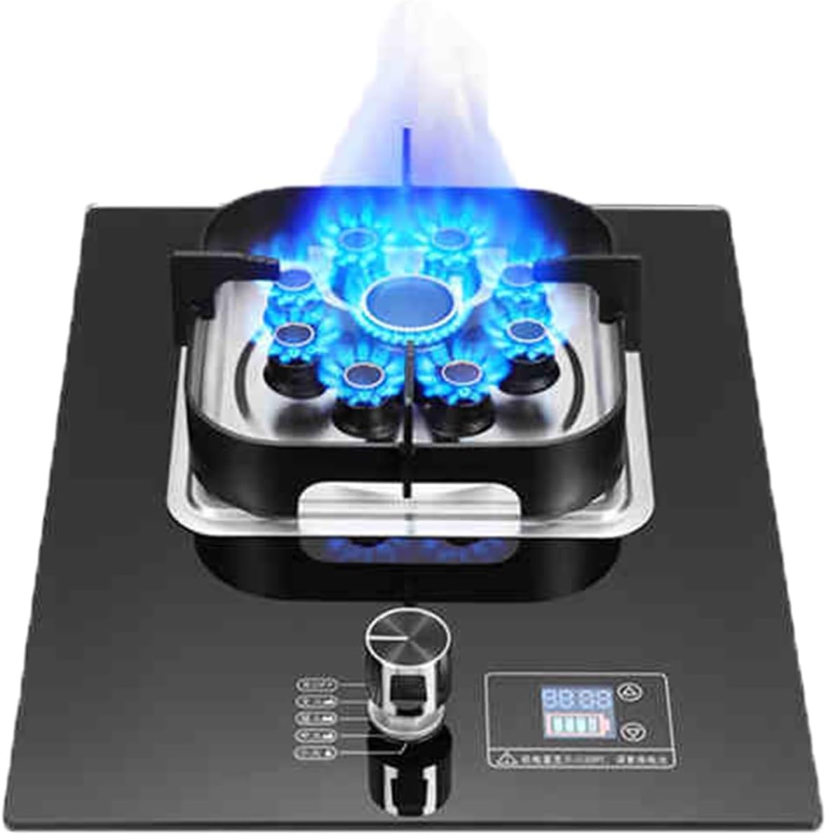 Gas Stove,Single Burner,5.2KW Camping Gas Cooker,Gas/LP Gas Conversion Stove,Tempered Glass Cast Iron Pot Rack,with Flameout Protection and Timer,for Home Kitchen(LPG)