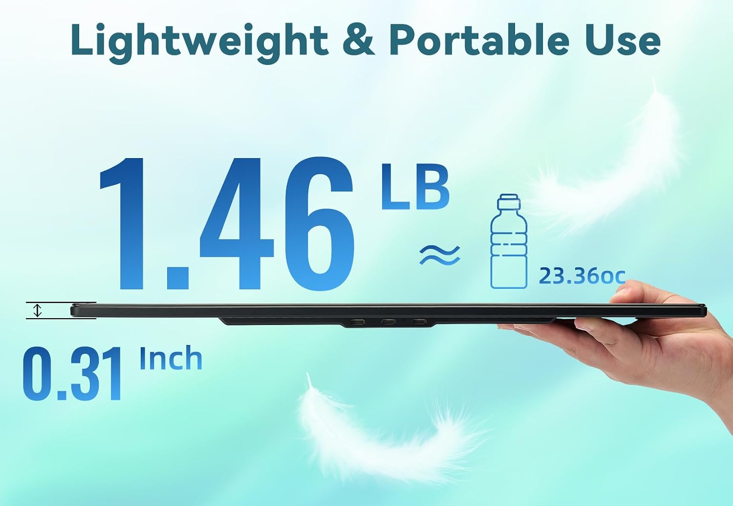 2.5K Portable Monitor for Laptop - 16 inch QHD Laptop Screen Extender 120% sRGB Wide Color HDR HDMI USB C Travel External Display with Kickstand Gaming Monitor for Computer PC Phone Game Console