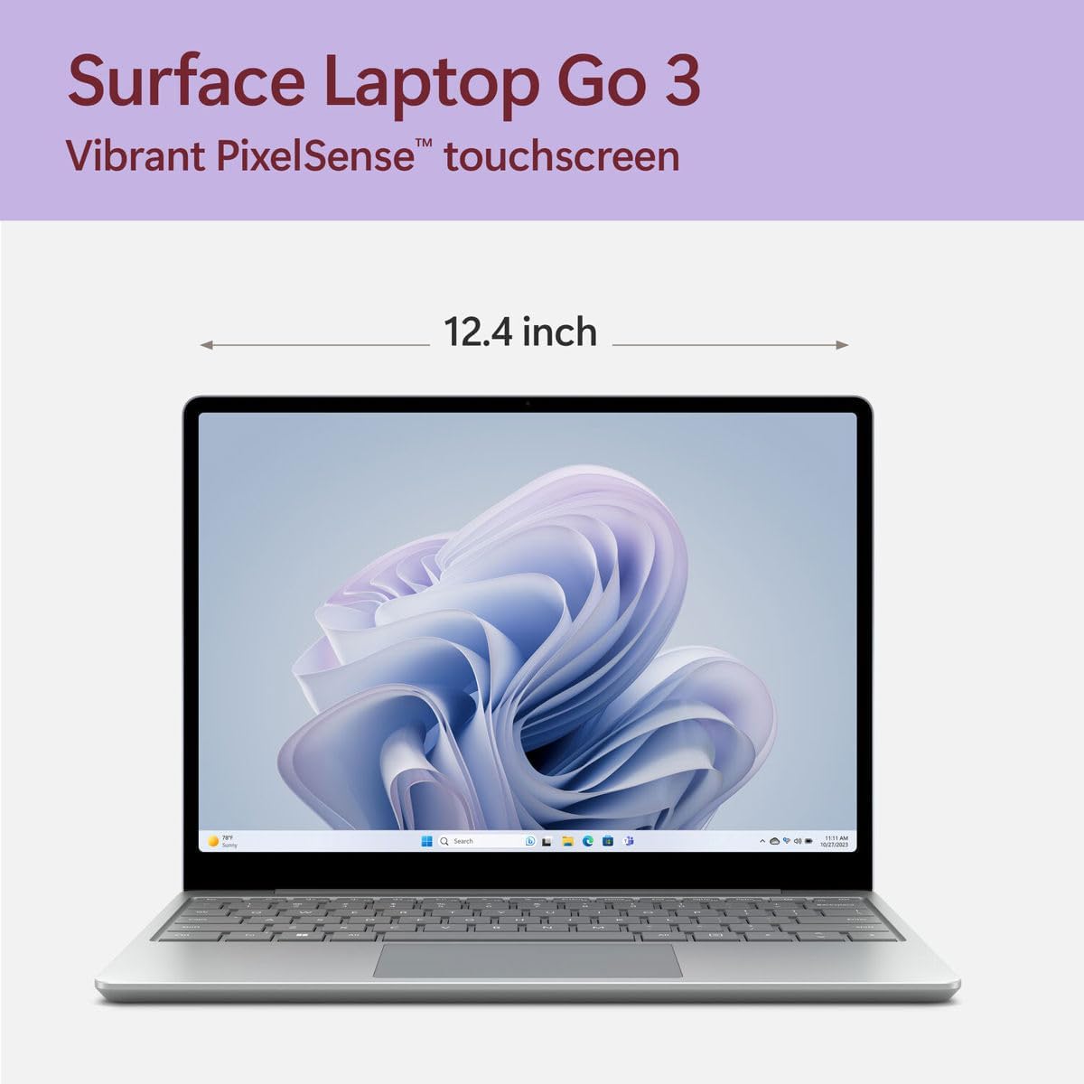 Microsoft Surface Laptop Go 3 12.4' Touchscreen Notebook - Intel Core i5-16 GB - 256 GB SSD - English Keyboard - Platinum (Renewed)