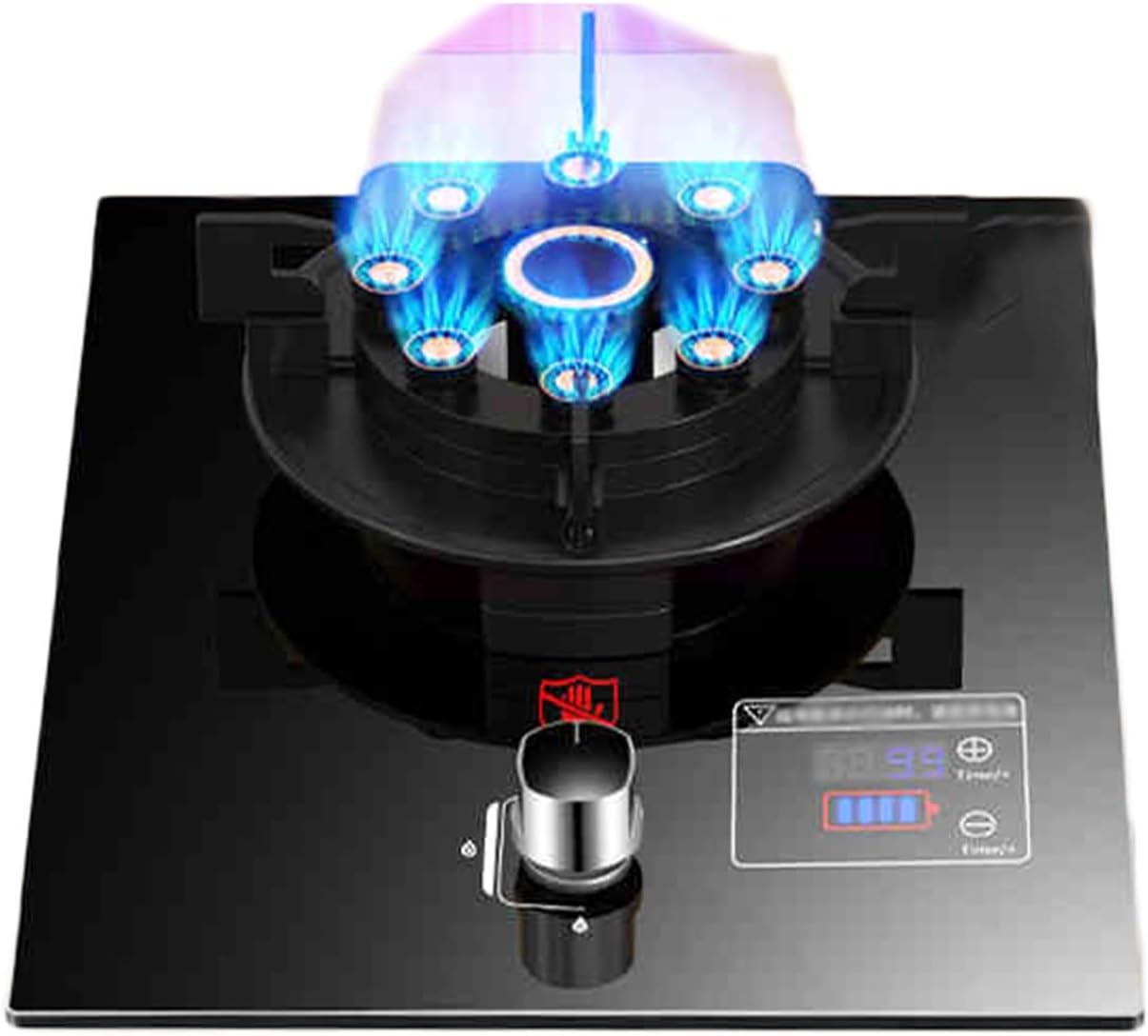 Gas Stove 1 Burner,5.2KW Tempered Glass Gas Stove,Natural Gas/Liquefied Gas Conversion Stove,Tabletop/Embedded,with Safety Shutoff Device and Timer(LPG)
