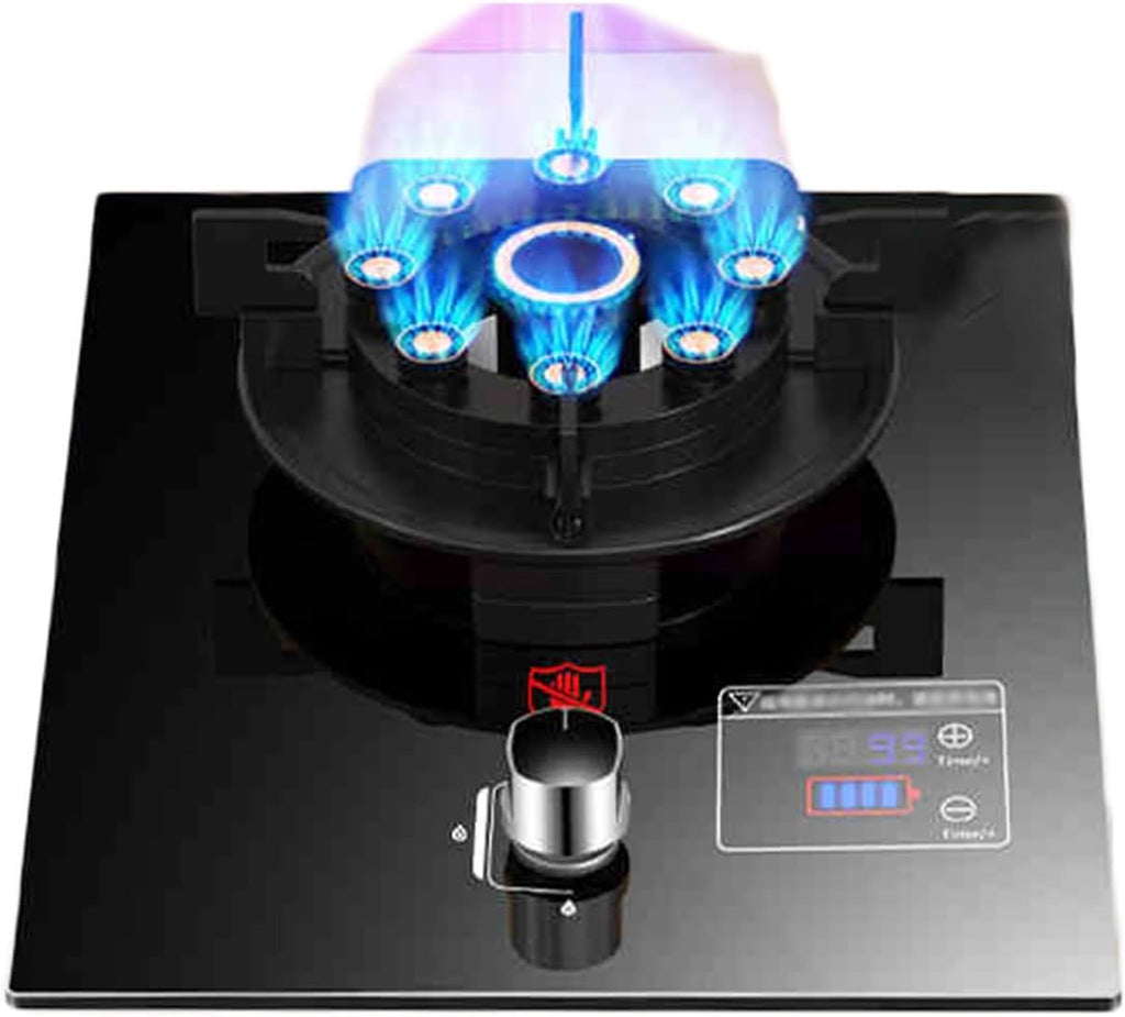 Gas Stove 1 Burner,5.2KW Tempered Glass Gas Stove,Natural Gas/Liquefied Gas Conversion Stove,Tabletop/Embedded,with Safety Shutoff Device and Timer(NG)
