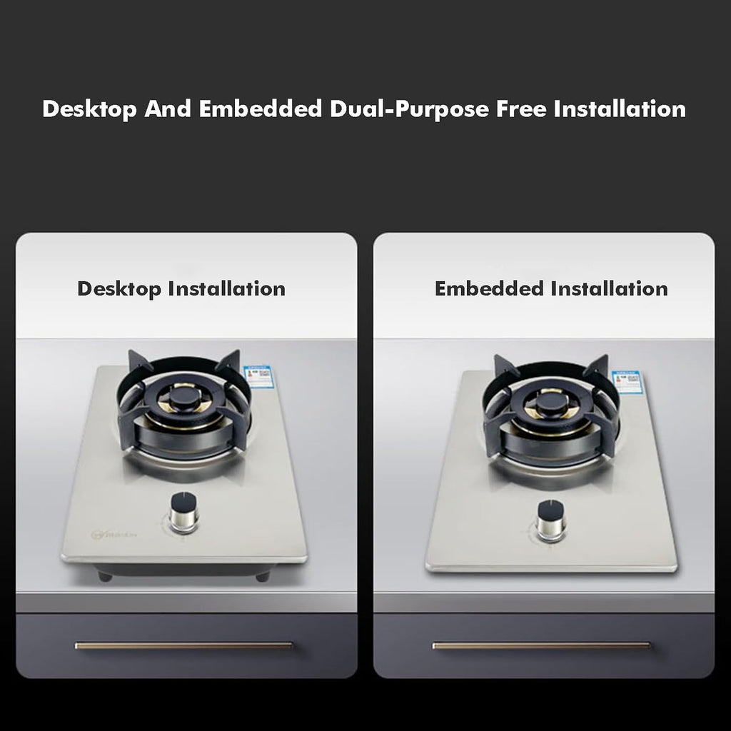 Portable Gas Stove 1 Burner,5.2kW Stainless Steel Camping Stove,LPG/NG Cooktop with Flameout Protection,for Outdoor RV Hiking BBQ(LPG)