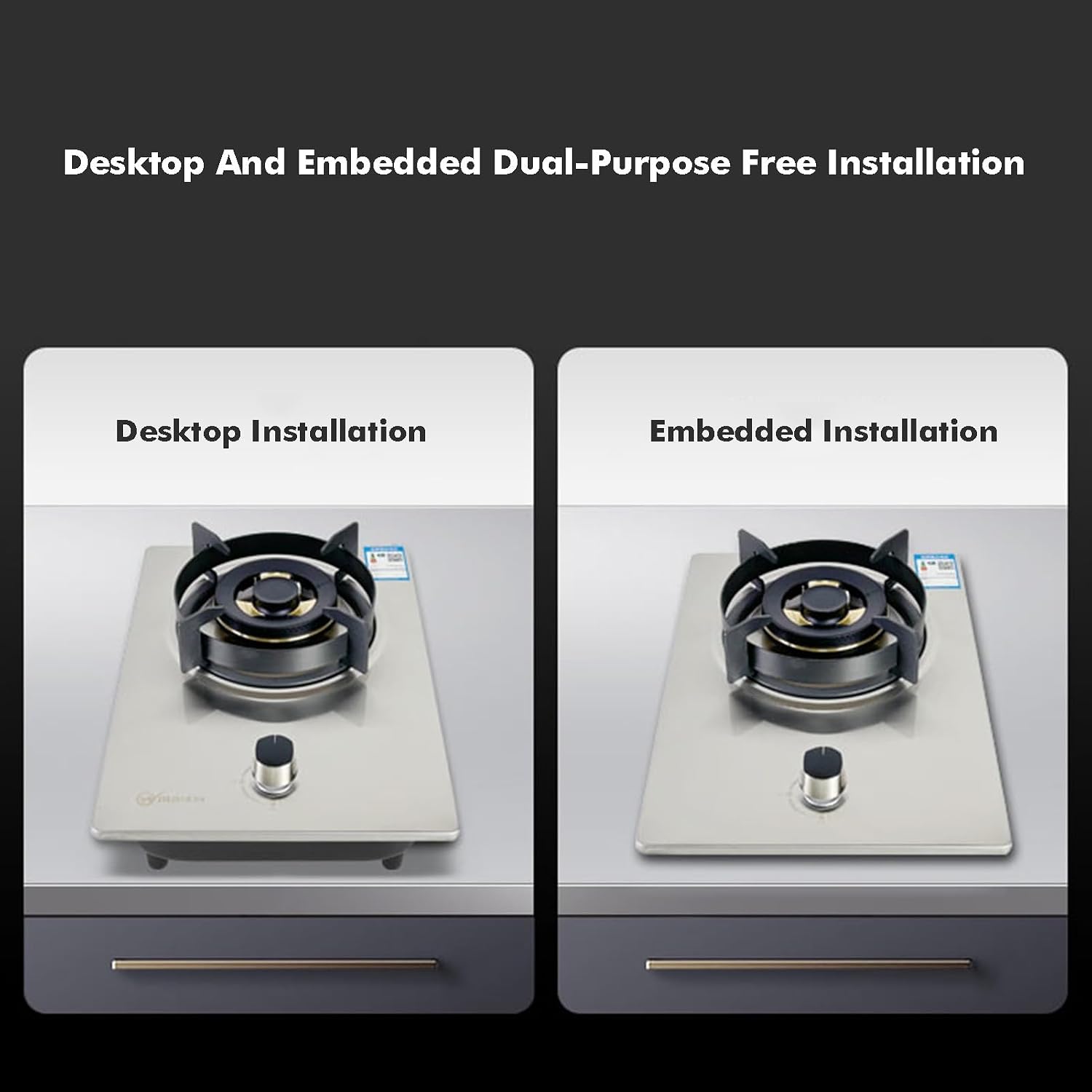 Portable Gas Stove 1 Burner,5.2kW Stainless Steel Camping Stove,LPG/NG Cooktop with Flameout Protection,for Outdoor RV Hiking BBQ(LPG)