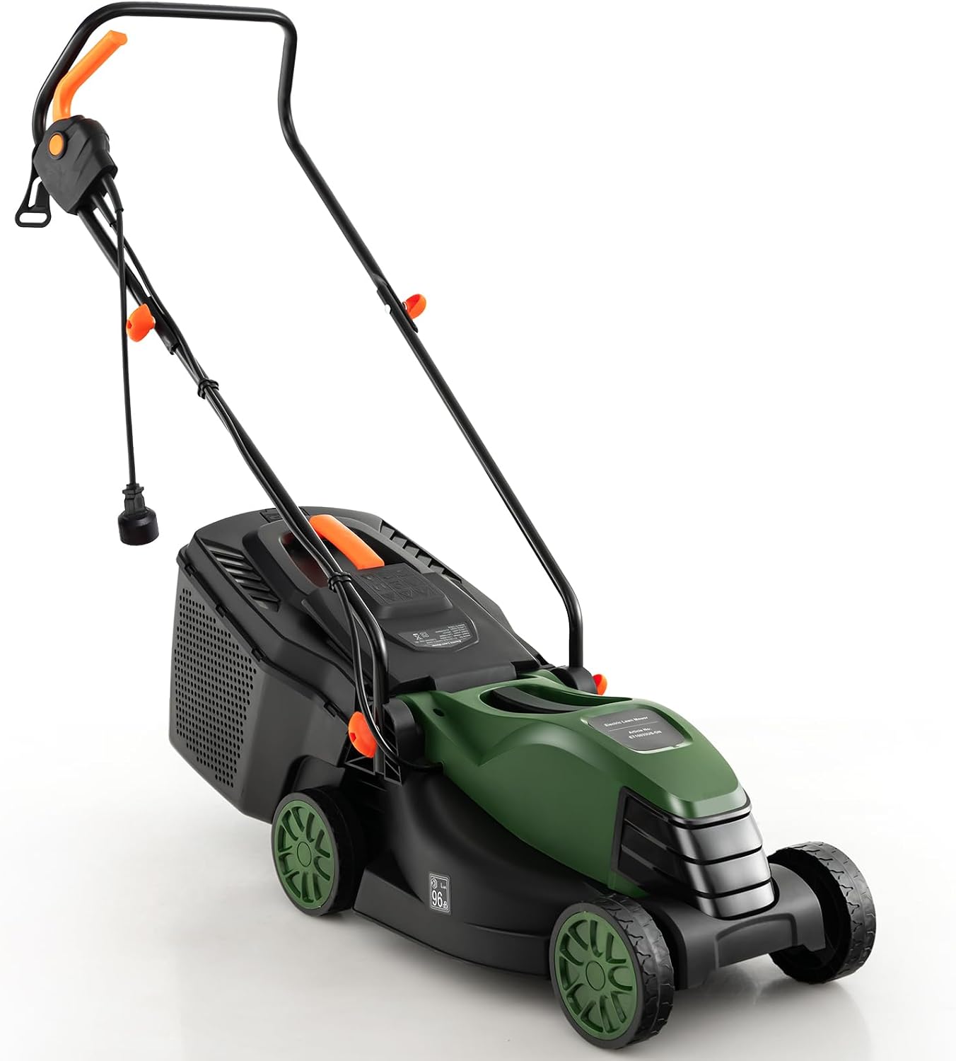 S AFSTAR Electric Corded Lawn Mower, 12-AMP 14-Inch Walk-Behind Lawnmower with Collection Box, 3 Adjustable Height Position, Self Locking Function, Push Lawn Mower for Backyard Patio