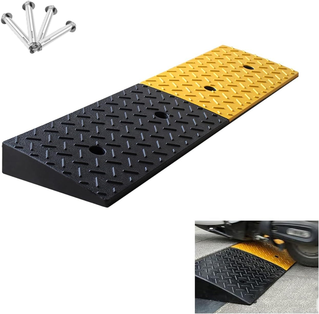 Rubber-Plastic Curb Ramps, Heavy-Duty Driveway Ramp, Anti-Skid Threshold Ramp, for Wheelchairs Sidewalks Motorcycles Cars(9cm/3.5in)