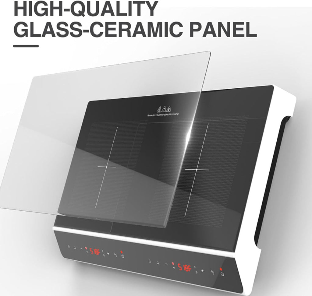 Desktop Double-Head Induction Cooker, 24'' Induction Cooktop with 2 Burners With Led Touch Screen With Child Safety Lock and Timer