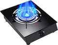 Gas Cooker 1 Burner,Portable Gas Stove,Kitchen Counter Top Stove 5.0KW Gas,Tempered Glass Cast Iron Pot Rack,with Flameout Protection,for Home Kitchen(LPG)