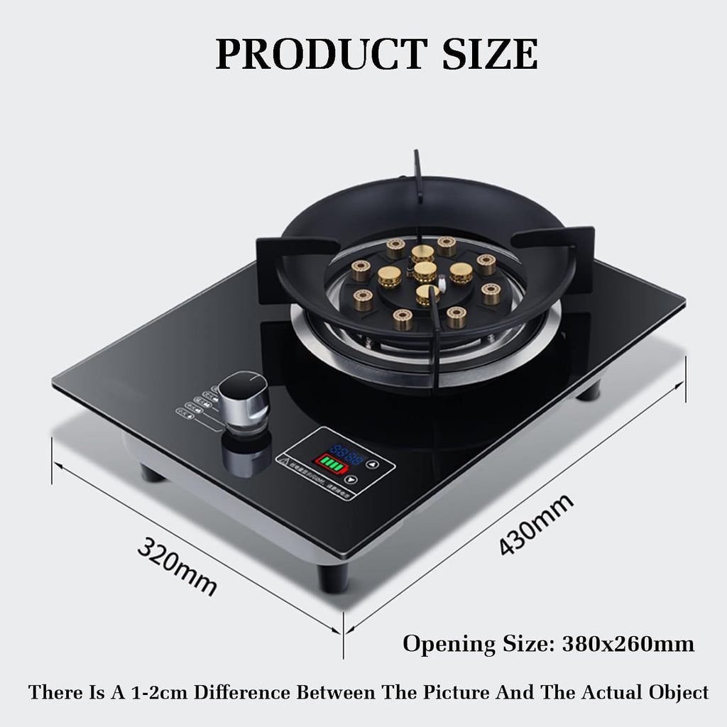 Gas Cooktop,Gas Cooker 1 Burner,9.0KW Nine-Cavity High-fire Timer,Gas/LP Gas Conversion Stove,with Flameout Protection,for Home Kitchen(NG)