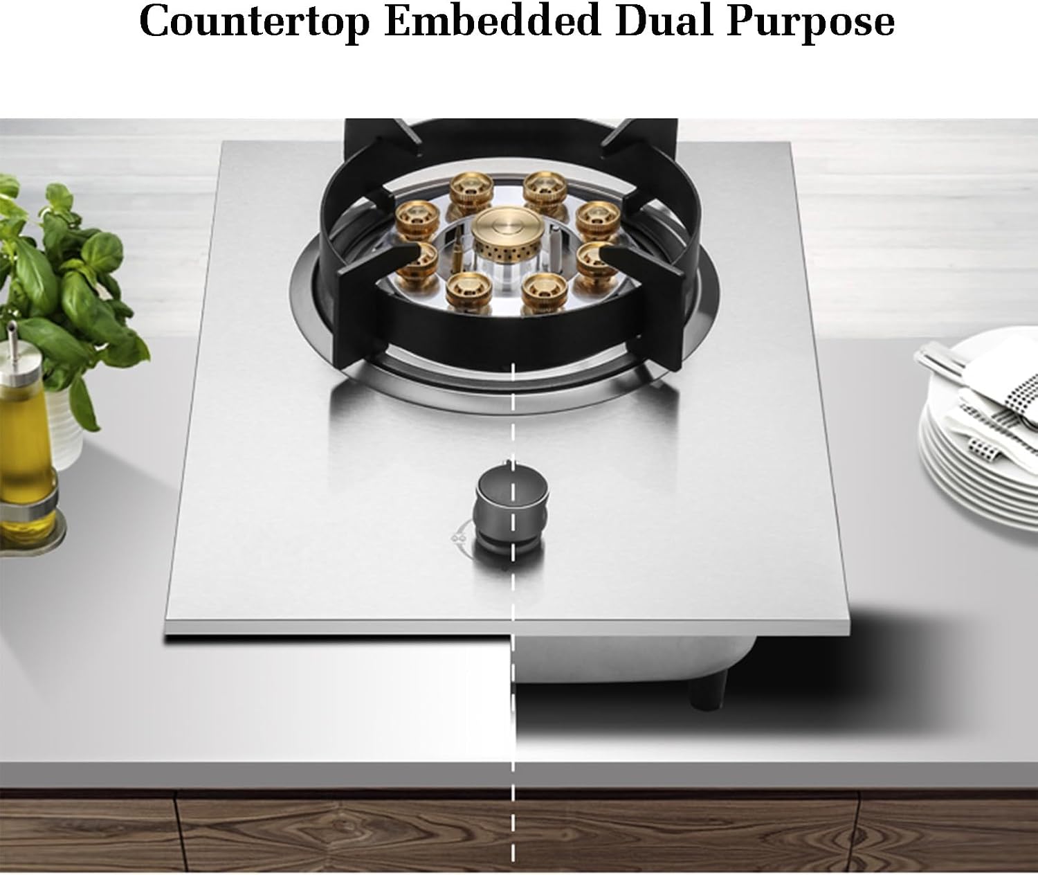 Gas Stove 1 Burner,Portable 5.5KW Gas Cooker,Gas/LP Gas Conversion Stove,Stainless Steel Catering Indoor Regulators,with Flameout Protection,for Home Kitchen(LPG)