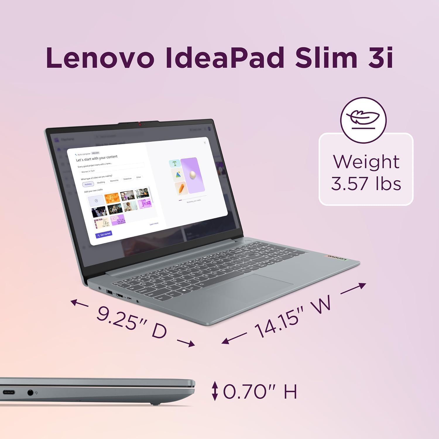 Lenovo IdeaPad Slim 3i Touchscreen Laptop, 15.6' 1080p FHD Display, Intel Core i7, 16GB RAM, 1TB SSD, Fingerprint, Windows 11, w/Mouse (1, TB)